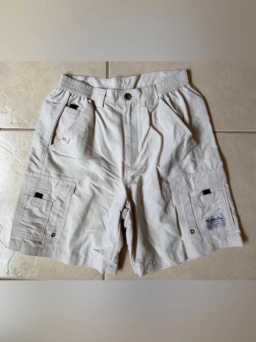 Bimini Bay Outfitters Light Khaki Nylon Cargo Shorts - Men's Size 32